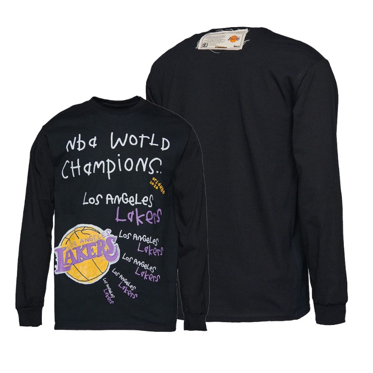 Men's Los Angeles Lakers NBA 2020 Long Sleeve Finals Champions Black Basketball T-Shirt HZN4583DL